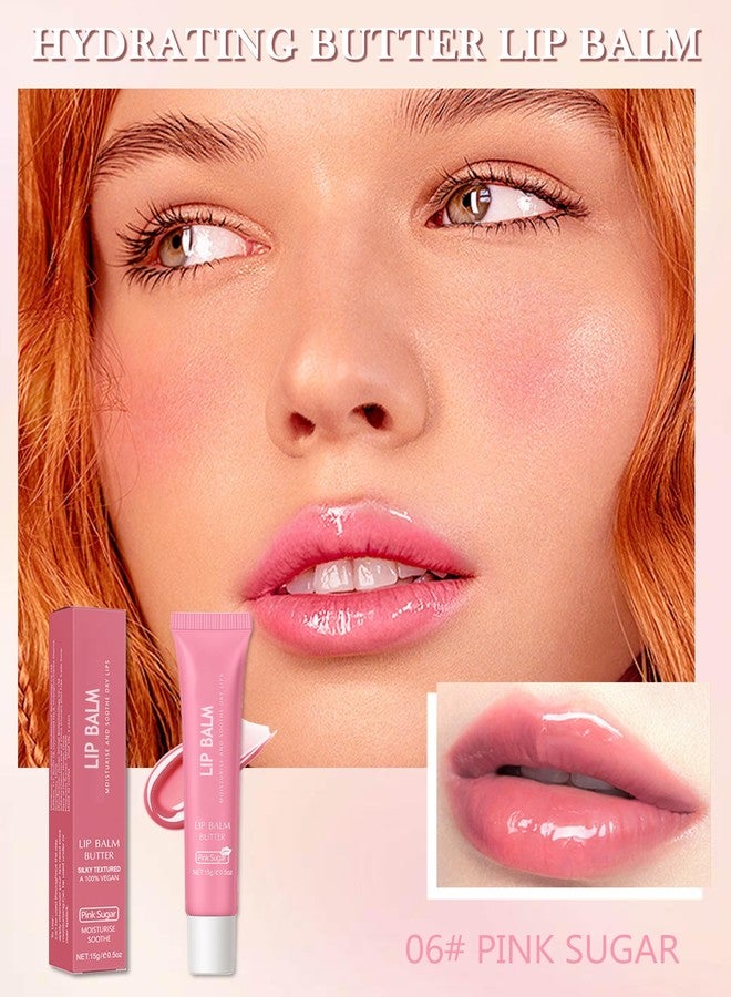 LYSdefeu Lip Balm Butter Pink Sugar,Hydrating Tinted Butter Lip Gloss,Clear Lip Mask Lip Moisturizer,Lip Treatment Balm Lipgloss,Non-Sticky Jelly Glow Reviver Fat Lip Oil,Christmas Makeup Gift for Women-06 - Image 3